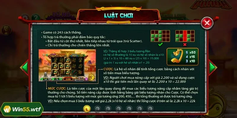 Những luật lệ cơ bản trong Kungfu Panda WIN55